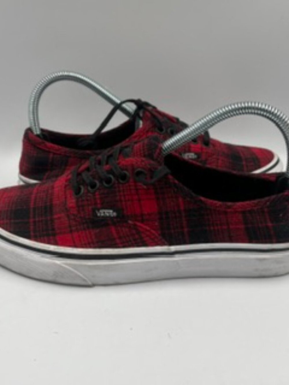 Vans Authentic Flannel Sneakers Unisex W8 M6.5 Red & Black Plaid low top lace up - Picture 7 of 9